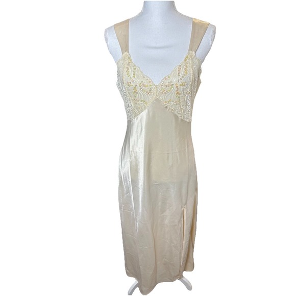 VTG Victorias Secret Gold Label Slip Dress Sz Med Maxi Sequin Lingerie  Fairy